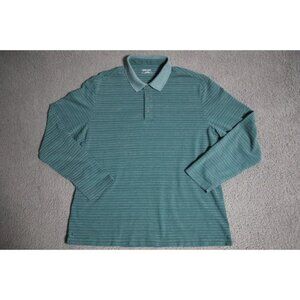 Untuckit Miro Polo Shirt Mens XL Green Striped Spread Collared Logo Embroidered